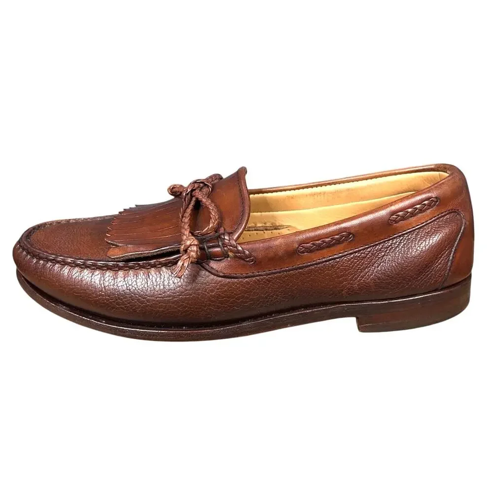 Vintage Allen Edmonds Nottingham Brown Kiltie Bow Loafers Size 8 D